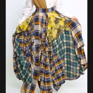 MIXED PLAID MAXI SKIRT